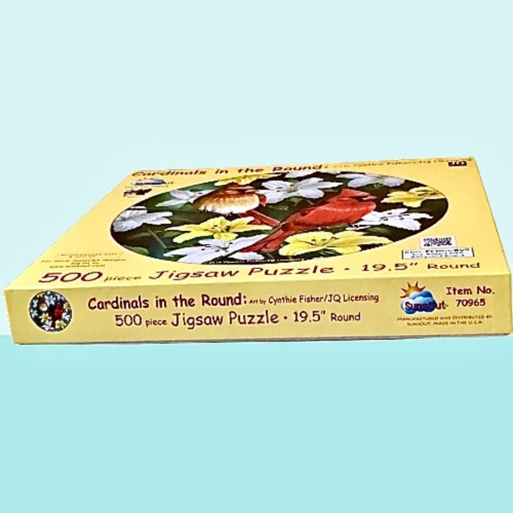SunsOut Jigsaw Puzzle CARDINALS IN THE ROUND 500 Pieces Birds Flowers - Picture 5 of 8